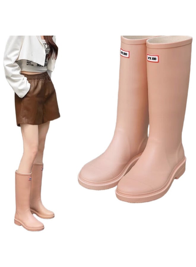 Pull Back Warrior Rain Boots For Women, Fashionable Waterproof Non-Slip Water Shoes, High-Top Wear-Resistant Rubber Boots, Rain Boots 33-1, Khaki, Size 40 - Image 3