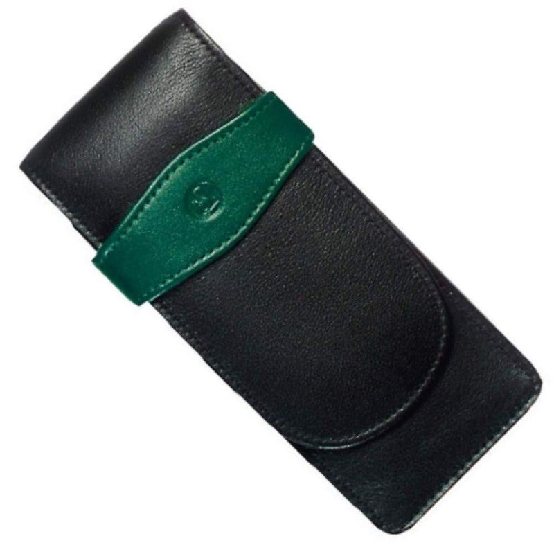 Pelikan Pelikan 3-Pen Leather Pouch, Black/Green, 1 Each (924092)  - Image 2