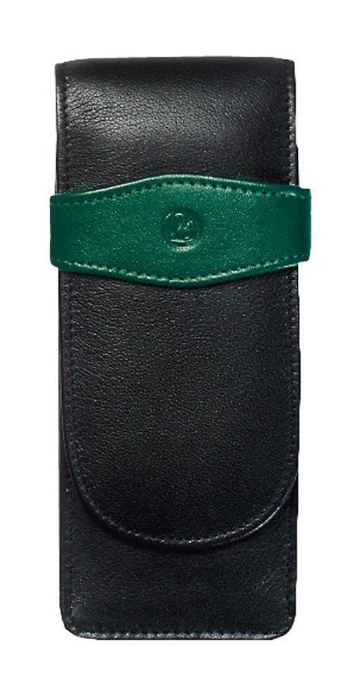 Pelikan Pelikan 3-Pen Leather Pouch, Black/Green, 1 Each (924092)  - Image 1