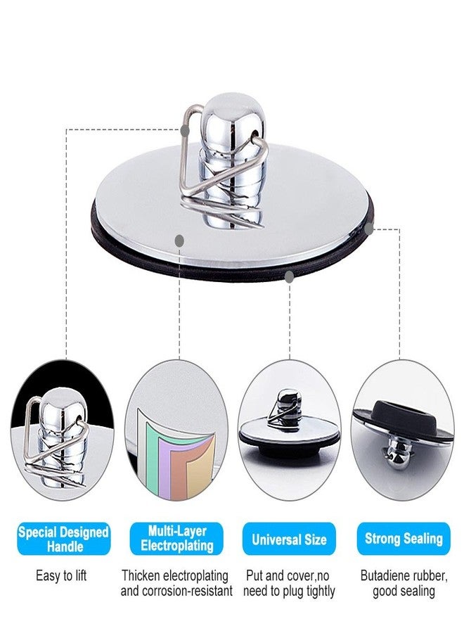 فديت سدادة حوض الاستحمام من Fdit، غطاء تصريف من الفولاذ المقاوم للصدأ والكروم مع سلسلة، سدادة مصيدة شعر عالمية - Image 5