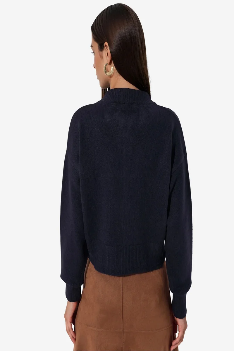 Viorna VIORNA Crop Ribbed Cardigan With Buttons