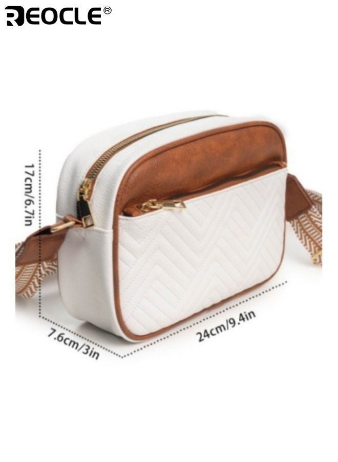 REOCLE Women's Quilted Crossbody Bag with Vegan Leather and Wide Strap Design Small Shoulder Purse with Compact Size for Daily Essentials - Image 5