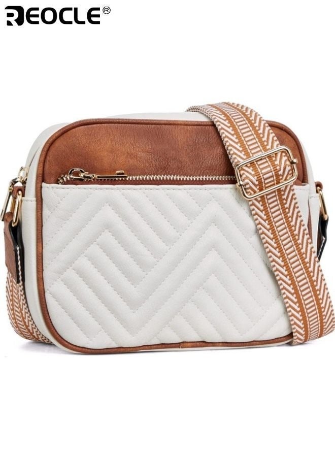 REOCLE Women's Quilted Crossbody Bag with Vegan Leather and Wide Strap Design Small Shoulder Purse with Compact Size for Daily Essentials - Image 1