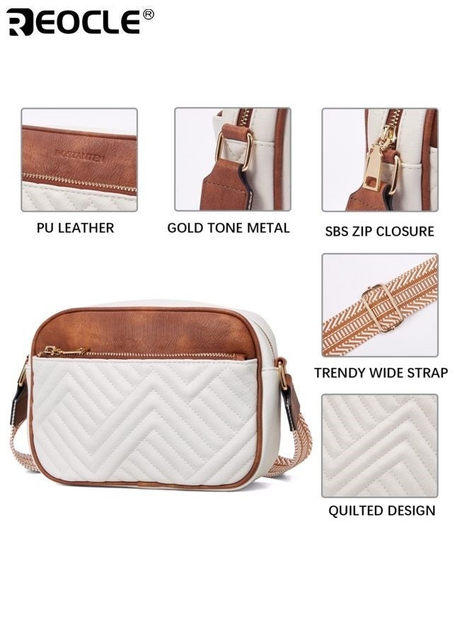 REOCLE Women's Quilted Crossbody Bag with Vegan Leather and Wide Strap Design Small Shoulder Purse with Compact Size for Daily Essentials - Image 2