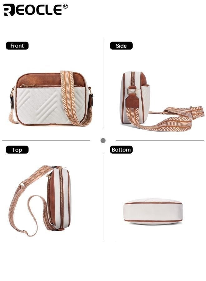 REOCLE Women's Quilted Crossbody Bag with Vegan Leather and Wide Strap Design Small Shoulder Purse with Compact Size for Daily Essentials - Image 3