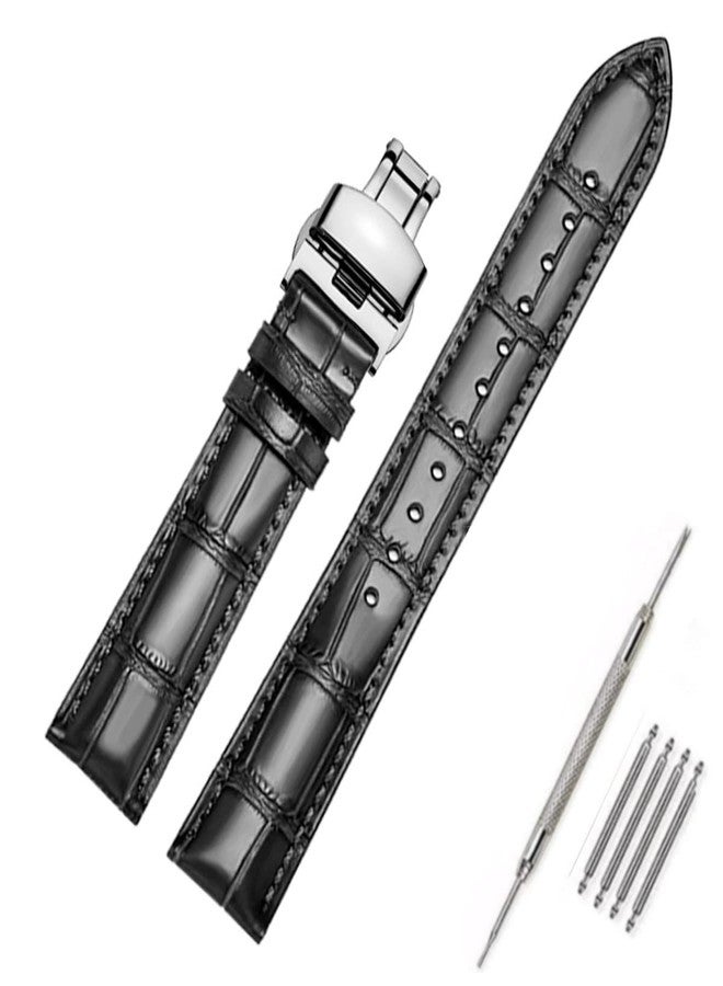 MORANO Moran Genuine Leather Replacement Watch Band Deployment Buckle 18mm 19mm 20mm 21mm 22mm 23mm 24mm Calfskin Watch Strap for Men's and Women's - Image 1