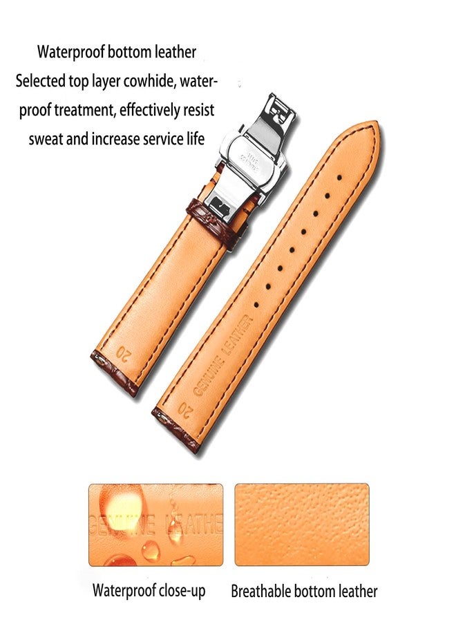 MORANO Moran Genuine Leather Replacement Watch Band Deployment Buckle 18mm 19mm 20mm 21mm 22mm 23mm 24mm Calfskin Watch Strap for Men's and Women's - Image 4
