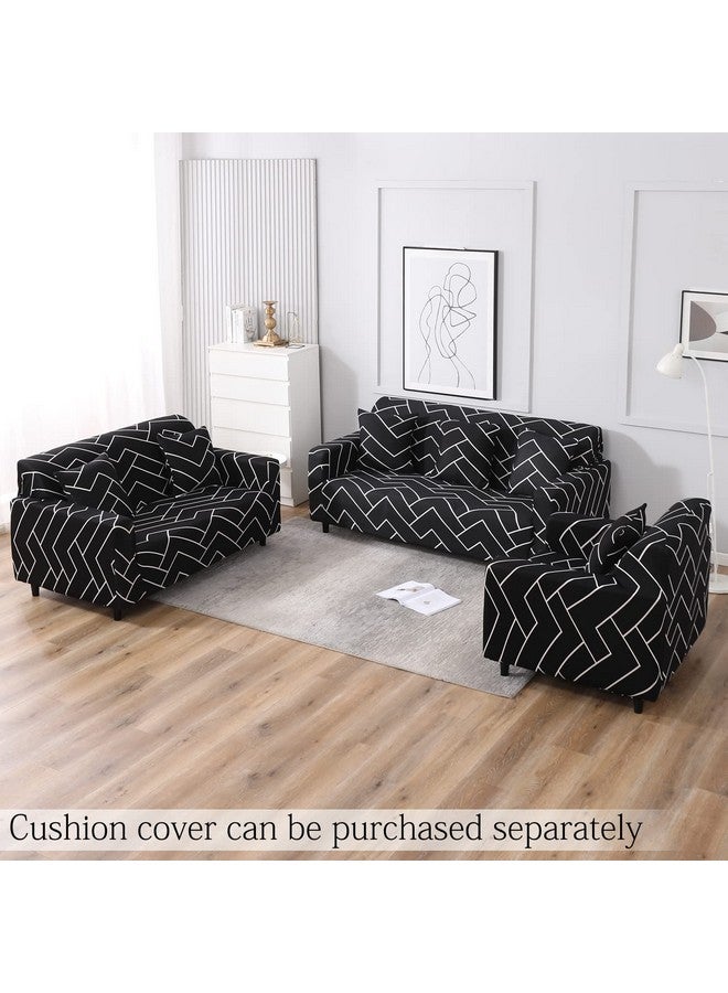 HOKIPO Polyester Blend Stretchable Elastic Couch Cover 1 Seater (Ar-4099-S7, Black) - Image 5