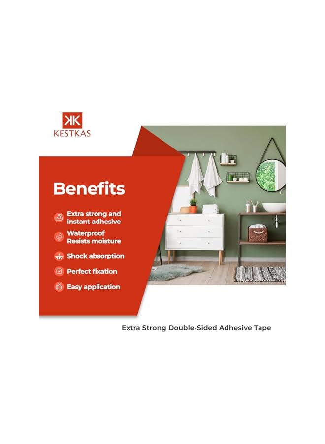 PROMASS promass Extra Strong Double-Sided Adhesive Tape 50mm x 10m Instant Multi-Surface Fixing - Glass - Metal - Varnished Wood - Plastic - Ceramics  - Image 2