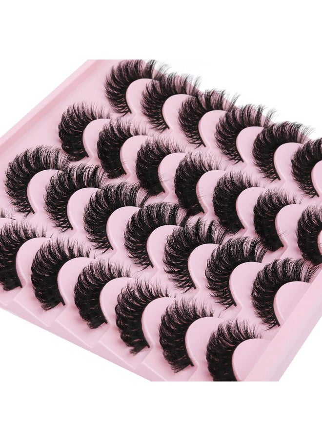 zanlufly - False Eyelashes Russian Strip Lashes Cat Eye Eyelashes Faux Mink Lashes Fox Eye Fluffy Dramatic Fake Lashes Look Like Extension Eyelashes Long Strip Wispy Lashes14 Pairs - Image 1