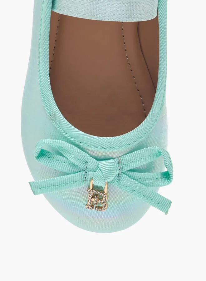 Flora Bella By Shoexpress Girls Bow Embellished Ballerina Shoes With Elastic Strap Detail