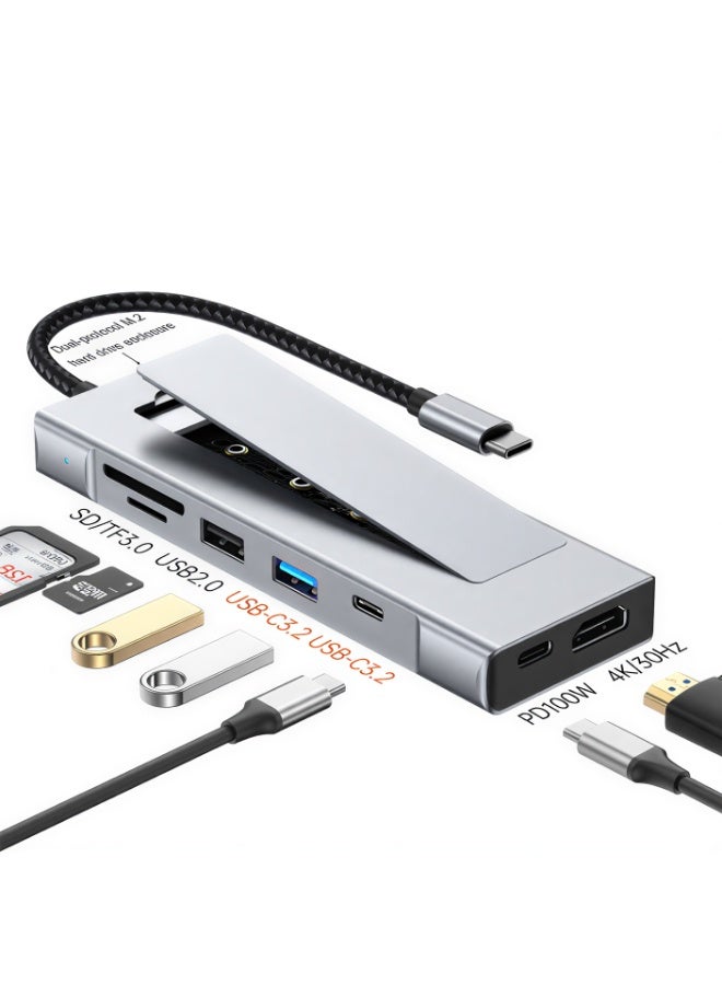 SMART SOURCE 8 in 1 USB C Hub Docking Station with M.2 NVMe SSD Enclosure, 4K HDMI, USB 3.2, PD 100W Fast Charging, SD TF Card Reader — Type C Multiport Adapter for MacBook, iPad Pro, Laptop - Image 1