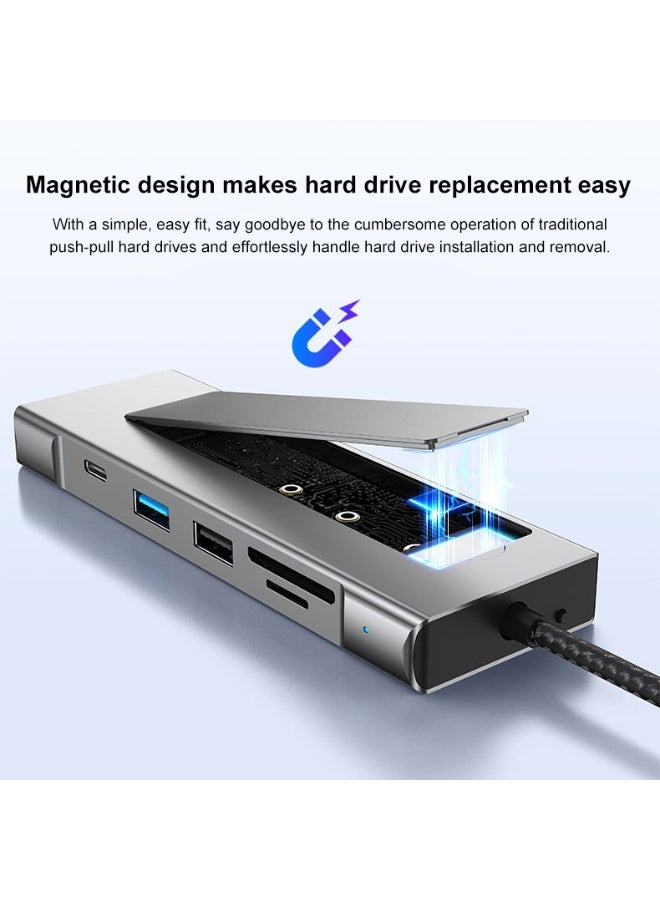 SMART SOURCE 8 in 1 USB C Hub Docking Station with M.2 NVMe SSD Enclosure, 4K HDMI, USB 3.2, PD 100W Fast Charging, SD TF Card Reader — Type C Multiport Adapter for MacBook, iPad Pro, Laptop - Image 2
