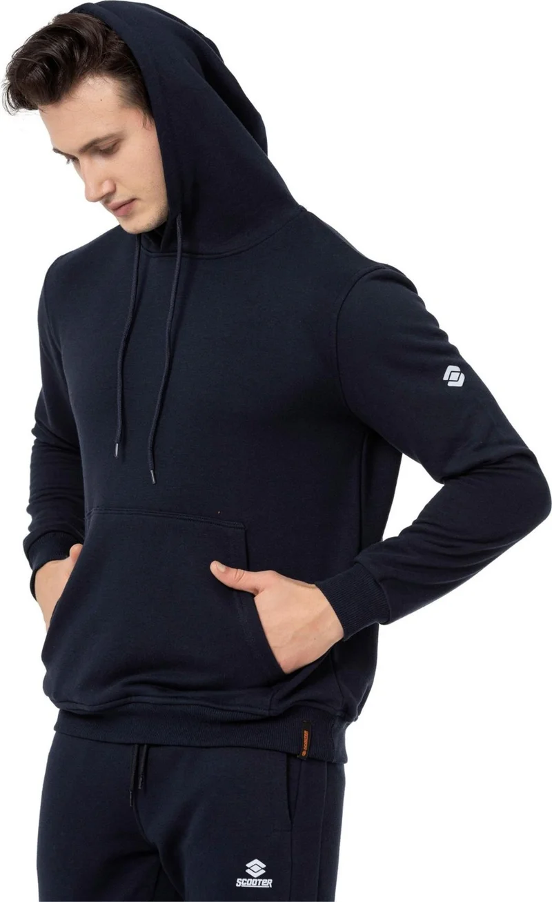 سكوتر Navy Blue Men's Hooded Basic Sweatshirt M1518TL