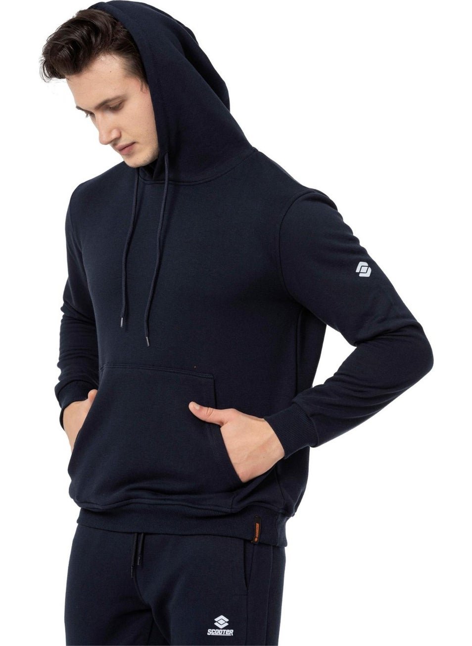 Scooter  Navy Blue Men's Hooded Basic Sweatshirt M1518TL  - Image 4