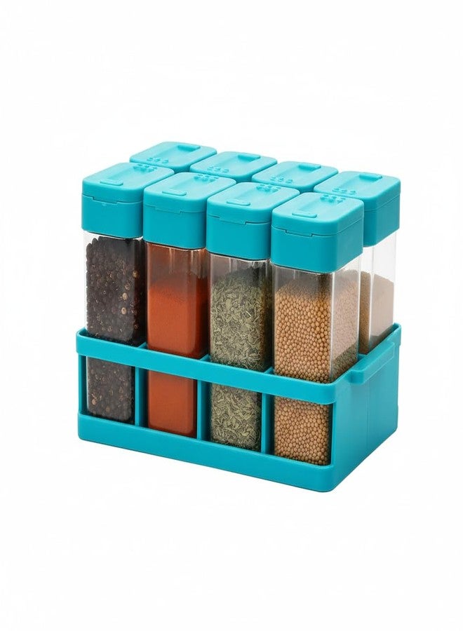 Finner Premium Masala Box Spice Rack Set with 8 Plastic Containers | Compact, Airtight Masala Dabba for Organized, Fresh & Hassle-Free Cooking (Blue) - Image 1