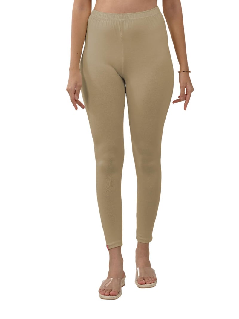 Lyra Women Solid Premium Cotton Ankle length Leggings | Mid-Waist | Fashionwear - Image 1
