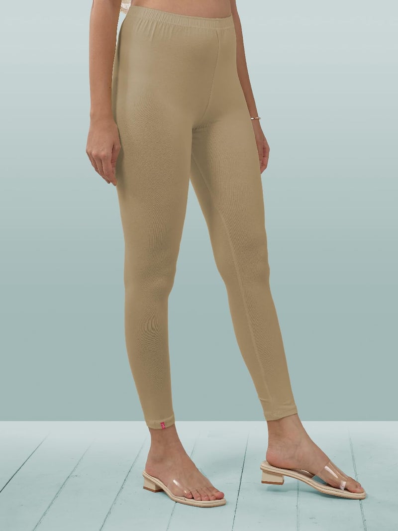 Lyra Women Solid Premium Cotton Ankle length Leggings | Mid-Waist | Fashionwear - Image 3