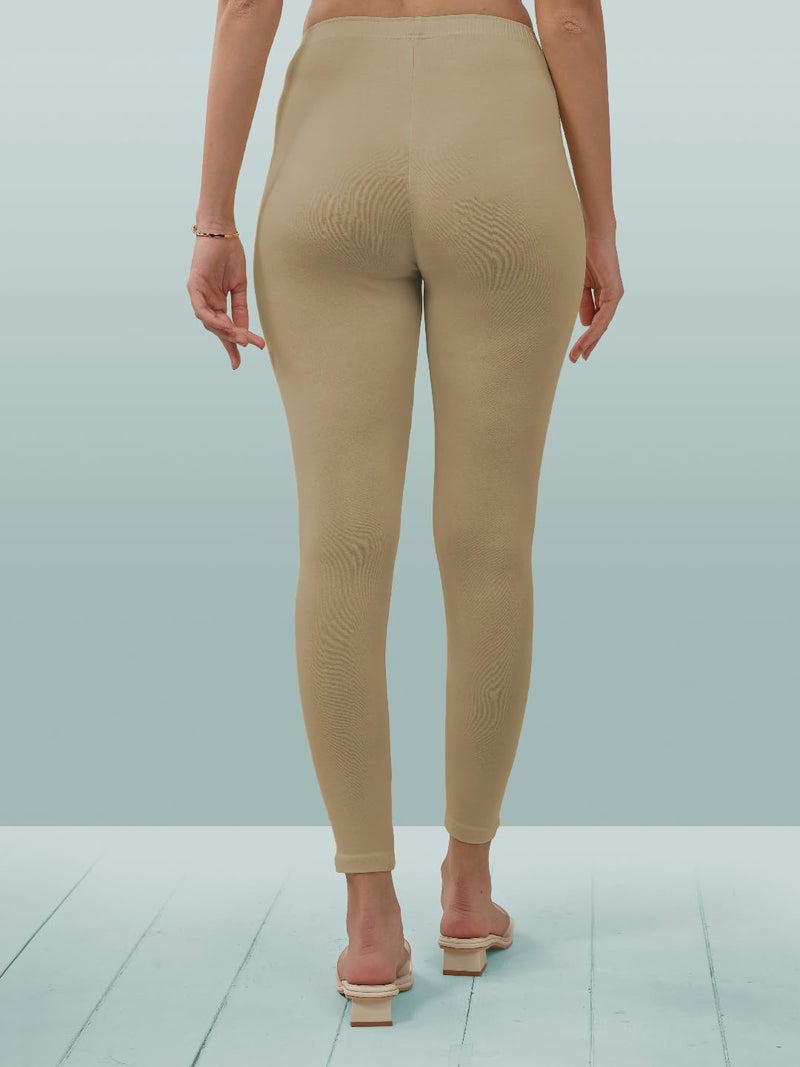 Lyra Women Solid Premium Cotton Ankle length Leggings | Mid-Waist | Fashionwear - Image 2