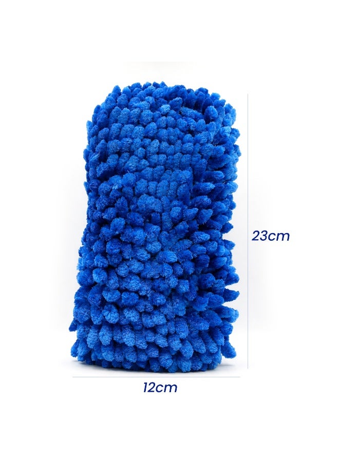 اي جي سي إسفنجة غسيل سيارات من ألياف الشنيل الدقيقة، لون أزرق - قفاز غسيل مزدوج الجوانب مع ظهر شبكي، تنظيف خالٍ من الخدوش، امتصاص عالٍ، قابلة لإعادة الاستخدام والغسل، لتنظيف السيارات والدراجات والزجاج والمنزل - 59019 - Image 2