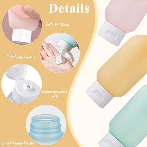 MAYCREATE® Travel Bottles for Toiletries 3pcs Set,60ml Travel Toiletry Bottles,Small for Refillable Leakproof Squeeze Containers with Lids Shampoo Lotion BPA-Free - Image 3