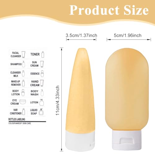 MAYCREATE® Travel Bottles for Toiletries 3pcs Set,60ml Travel Toiletry Bottles,Small for Refillable Leakproof Squeeze Containers with Lids Shampoo Lotion BPA-Free - Image 2