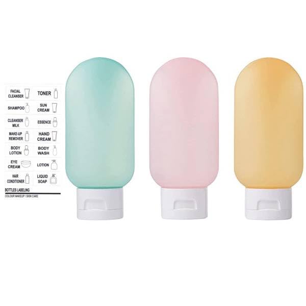 MAYCREATE® Travel Bottles for Toiletries 3pcs Set,60ml Travel Toiletry Bottles,Small for Refillable Leakproof Squeeze Containers with Lids Shampoo Lotion BPA-Free - Image 1