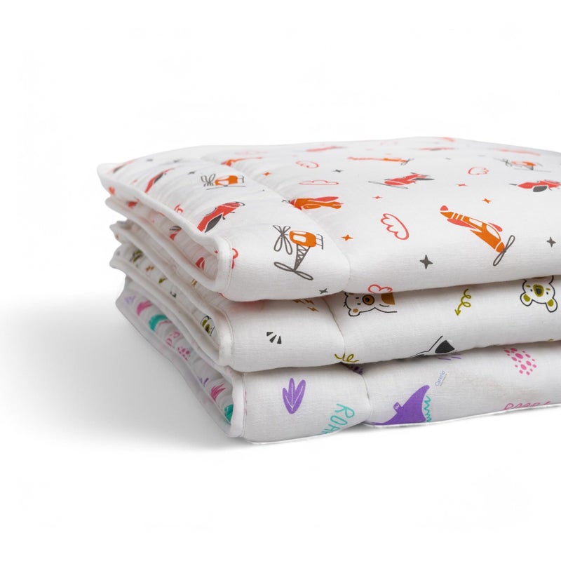 Carerio Newborn Baby Godadi, Soft Mulmul Cotton Baby Bed, Godadi, Crib Sheet, Cartoon Mat Bedding, Multicolor (Large, Pack of 3 (02)) - Image 1