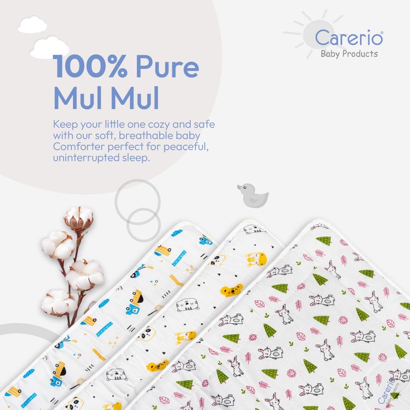 Carerio Newborn Baby Godadi, Soft Mulmul Cotton Baby Bed, Godadi, Crib Sheet, Cartoon Mat Bedding, Multicolor (Large, Pack of 3 (02)) - Image 2