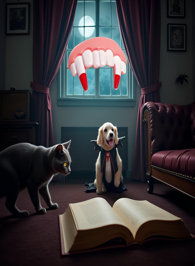 DPWOUM White Vampire Teeth Fake Teeth for Dogs,Funny Silicone Braces,Creative Fake Chew Toys, Easy to Apply Dog Toy,Interactive Toys,Dog Christmas Costume Suitable Accessories - Image 3
