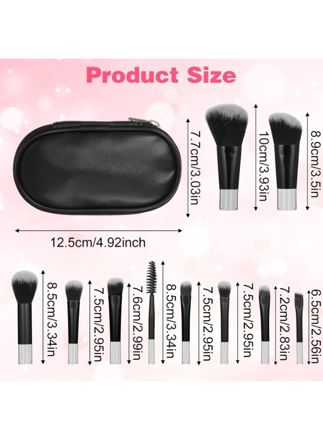 مجموعة فرش مكياج صغيرة للسفر من 10 قطع، مجموعة مستحضرات تجميل كاملة الوظائف محمولة باللون الأسود مع حقيبة فرشاة مجموعة فرش مكياج احترافية للنساء والفتيات فرشاة أحمر الخدود وبودرة وظلال العيون - Image 2