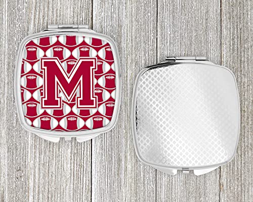 Caroline's Treasures CJ1065-MSCM Letter M Football Crimson, grey and white Compact Mirror Decorative Travel Makeup Mirror for Women Girls Gifts Pocket Makeup Mirror Folding Handheld - Image 4