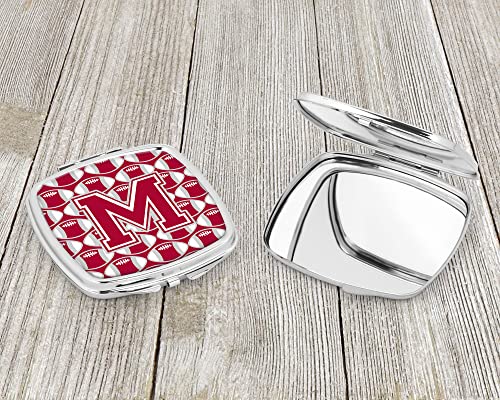 Caroline's Treasures CJ1065-MSCM Letter M Football Crimson, grey and white Compact Mirror Decorative Travel Makeup Mirror for Women Girls Gifts Pocket Makeup Mirror Folding Handheld - Image 3