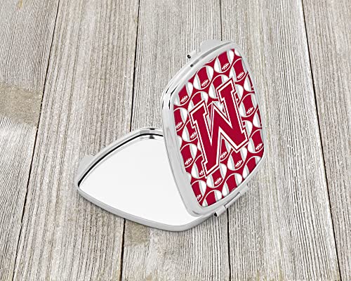 Caroline's Treasures CJ1065-MSCM Letter M Football Crimson, grey and white Compact Mirror Decorative Travel Makeup Mirror for Women Girls Gifts Pocket Makeup Mirror Folding Handheld - Image 2