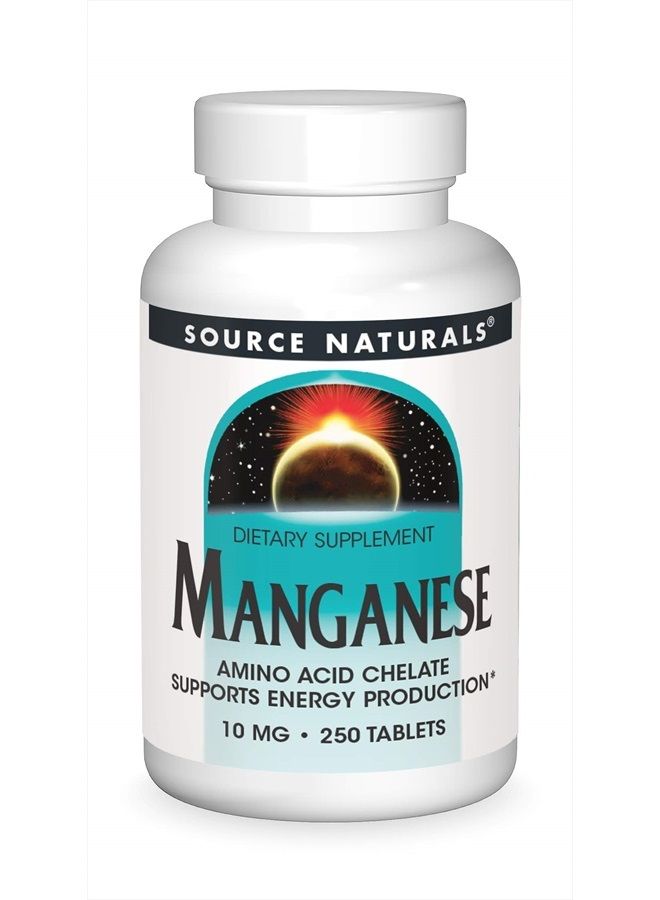 Source Naturals Manganese, Amino Acid Chelate - Supports Energy Production - 250 Tablets - Image 1