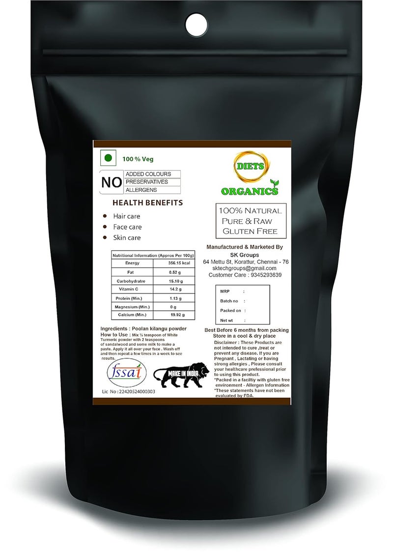 DIETS ORGANICS Poolankilangu powder 25 GMS 3 White Turmeric Kichili Kilangu Powder for Skin Care 25Gms PACK OF 3 - Image 3