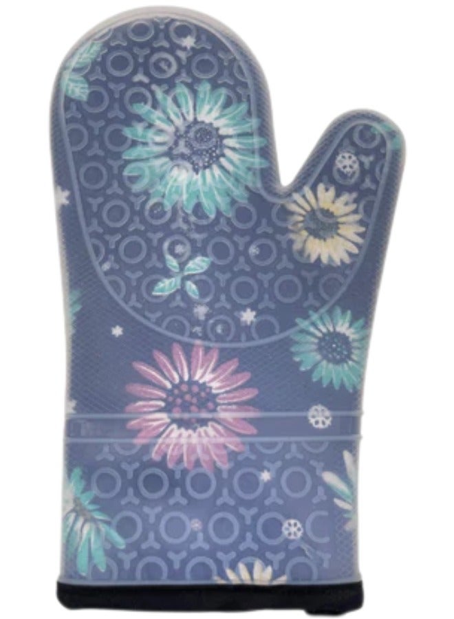 Extra Long Professional Silicone Oven Mitt, Oven Mitts with Quilted Liner, Heat Resistant Pot Holders, Flexible Oven Gloves 