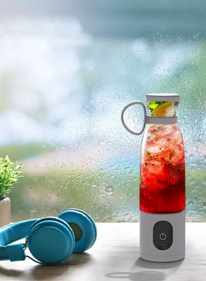 خلاط عصير صغير محمول سعة 500 مل - خلاط عصير طازج محمول للعصائر أو العصائر المخفوقة، خلاط شخصي، خلاط محمول، خلاط فواكه، USB لاسلكي قابل لإعادة الشحن، رياضي، تخييم، لياقة بدنية  - Image 3