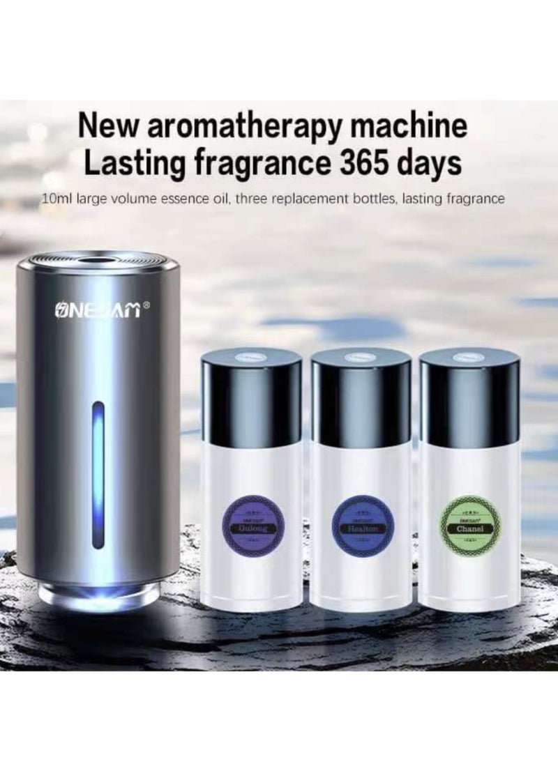 ONESAM Car Air Freshener Rechargeable Car Fragrance Diffuser 3 Level Adjustable Smart Car Diffuser 3 Bottles of Cologne  - Image 1