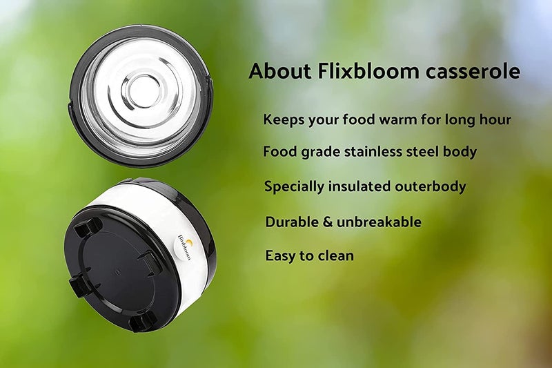 FLIXBLOOM FLIXBLOOM Special Kitchen Stainless Steel Casserole Double Wall Insulated Hot Pot for Hot Meal ChapatiCurryRoti 2000ml  - Image 3