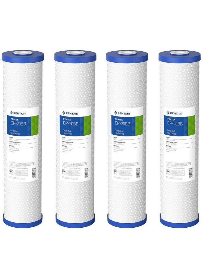 Pentek Pentair EP-20BB Big Blue Carbon Water Filter, 20-Inch, Whole House Carbon Block Replacement Cartridge with Bonded Powdered Activated Carbon (PAC) Filter, 20" x 4.5", 5 Micron, Pack of 4 - Image 1