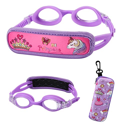RUIGAO Kids Swim Goggles Age 2-6, Toddler Goggles No Hair Pull,UV Protection/Anti Fog/Padded HeadBand (1PK Kids - Purple) - Image 1