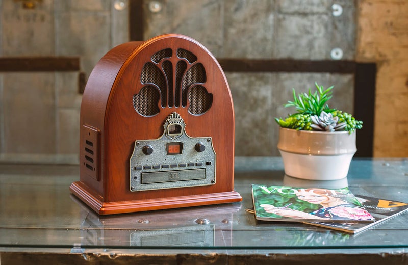 Crosley CR32D-PA Cathedral Retro AM/FM Radio CD Player with Stereo Speakers, Vintage Bluetooth Speaker, Paprika - Image 5