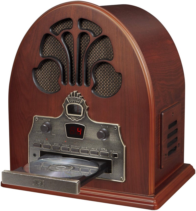 Crosley CR32D-PA Cathedral Retro AM/FM Radio CD Player with Stereo Speakers, Vintage Bluetooth Speaker, Paprika - Image 2
