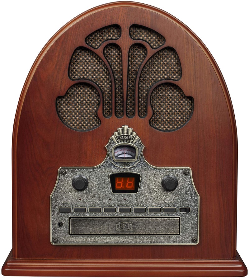 Crosley CR32D-PA Cathedral Retro AM/FM Radio CD Player with Stereo Speakers, Vintage Bluetooth Speaker, Paprika - Image 1