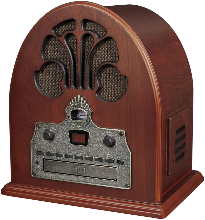 Crosley CR32D-PA Cathedral Retro AM/FM Radio CD Player with Stereo Speakers, Vintage Bluetooth Speaker, Paprika - Image 3