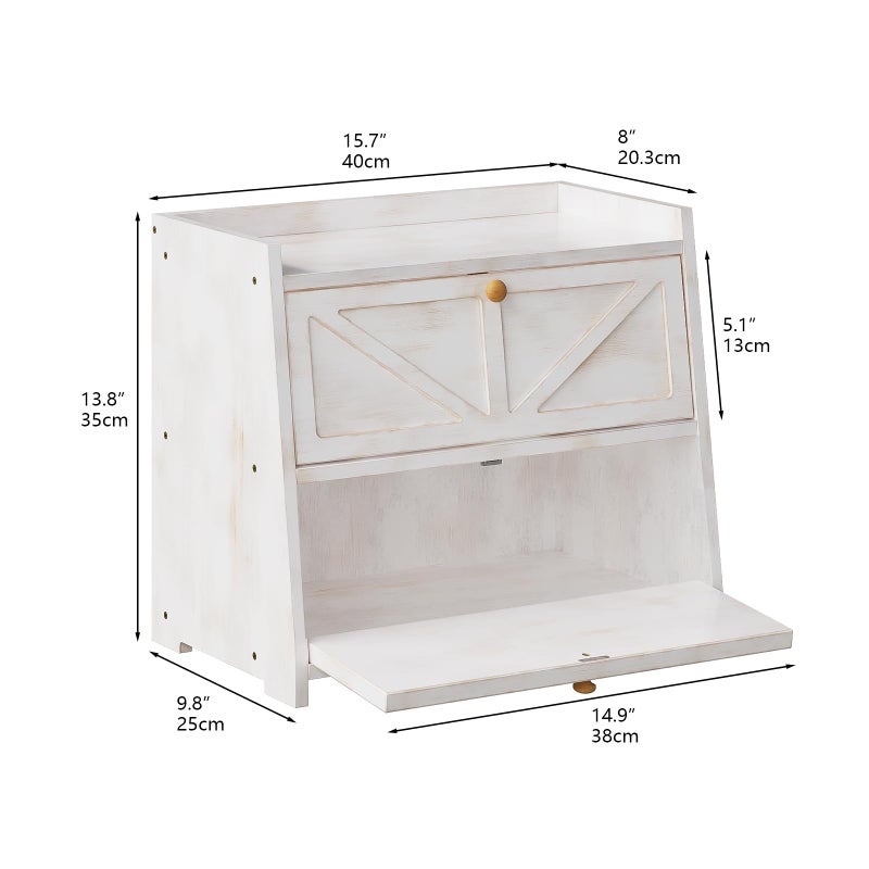 Trironsun Vintage Double Layer Bread Box for Kitchen Counter Bamboo Bread Storage Container Large Capacity Bread Storage Bin (Antique White) - Image 5