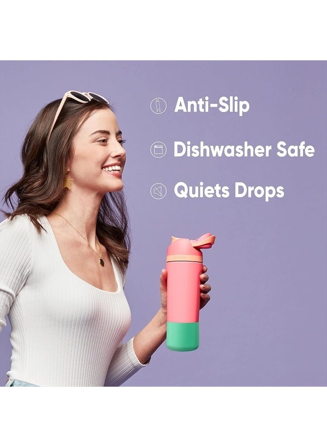 Owala - Silicone Water Bottle Boot, Anti-Slip Protective Sleeve for Water Bottle, Protects FreeSip and Flip Stainless Steel Water Bottles, 40 Oz, Grey - Image 1
