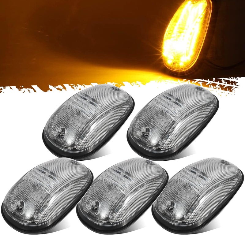 Partsam 5PCS Cab Marker Clear/Amber 45LED Top Roof Light Compatible with Dodge Ram 1500 2500 3500 4500 5500 Pickup 2003 2004 2005 2006 2007 2008 2009 2010 2011 2012 2013 2014 2015 2016 2017 2018 - Image 1
