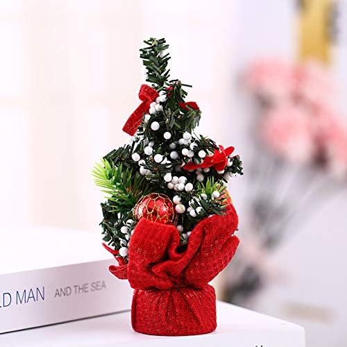 SMYLLS Mini Christmas Tree Set Table Top Artificial Christmas Trees Tree Topper Ornaments and Red Berries Best DIY Christmas Decorations 